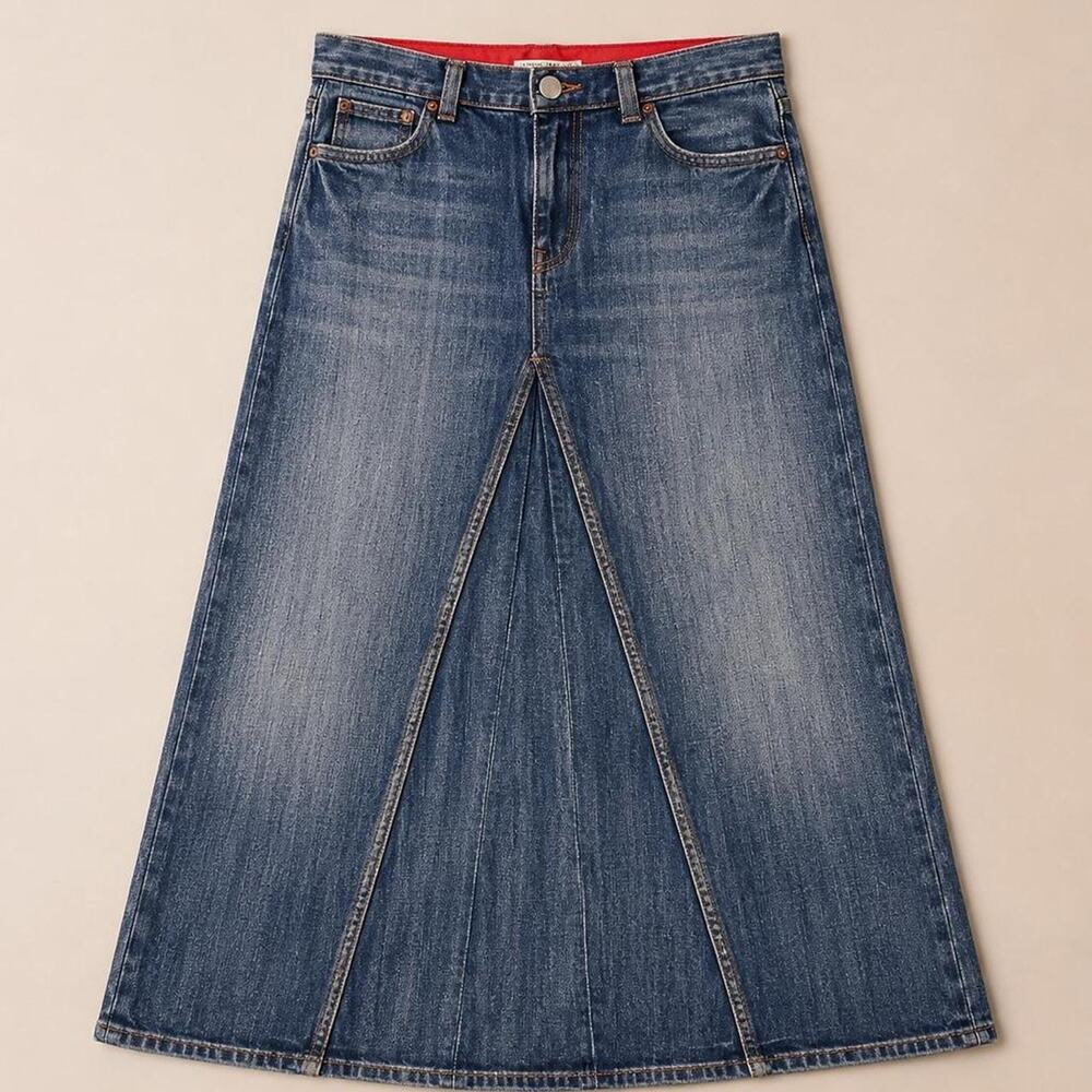 Tommy Hilfiger Denim Maxi Skirt A-Line Medium Wash Size 10 - Picture 2 of 5